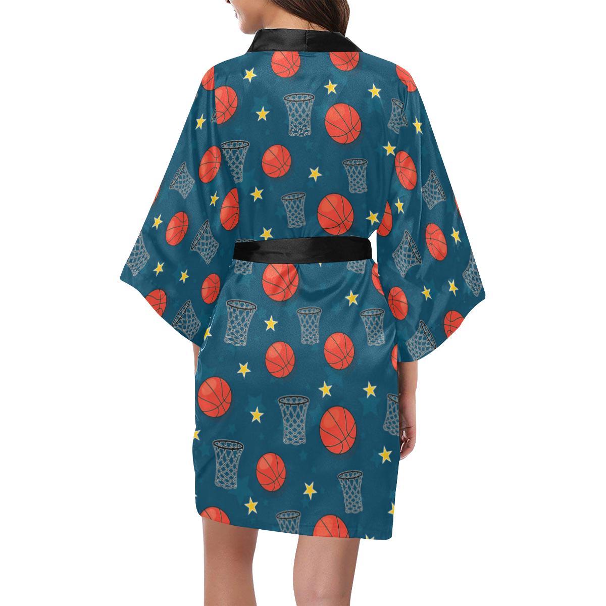 Basketball Classic Print Pattern Women Short Kimono Robe
