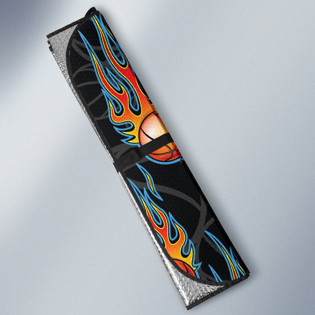 Basketball Fire Print Pattern Car Sun Shade For Windshield