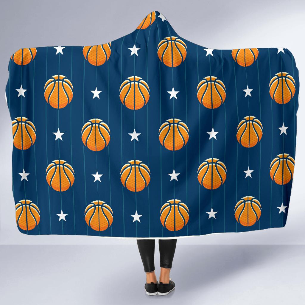 Basketball Star Print Pattern Hooded Blanket-JTAMIGO.COM