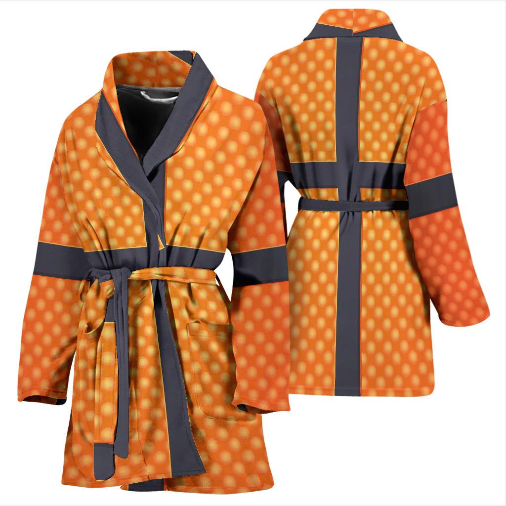 Basketball Texture Print Pattern Women Bath Robe-JTAMIGO.COM