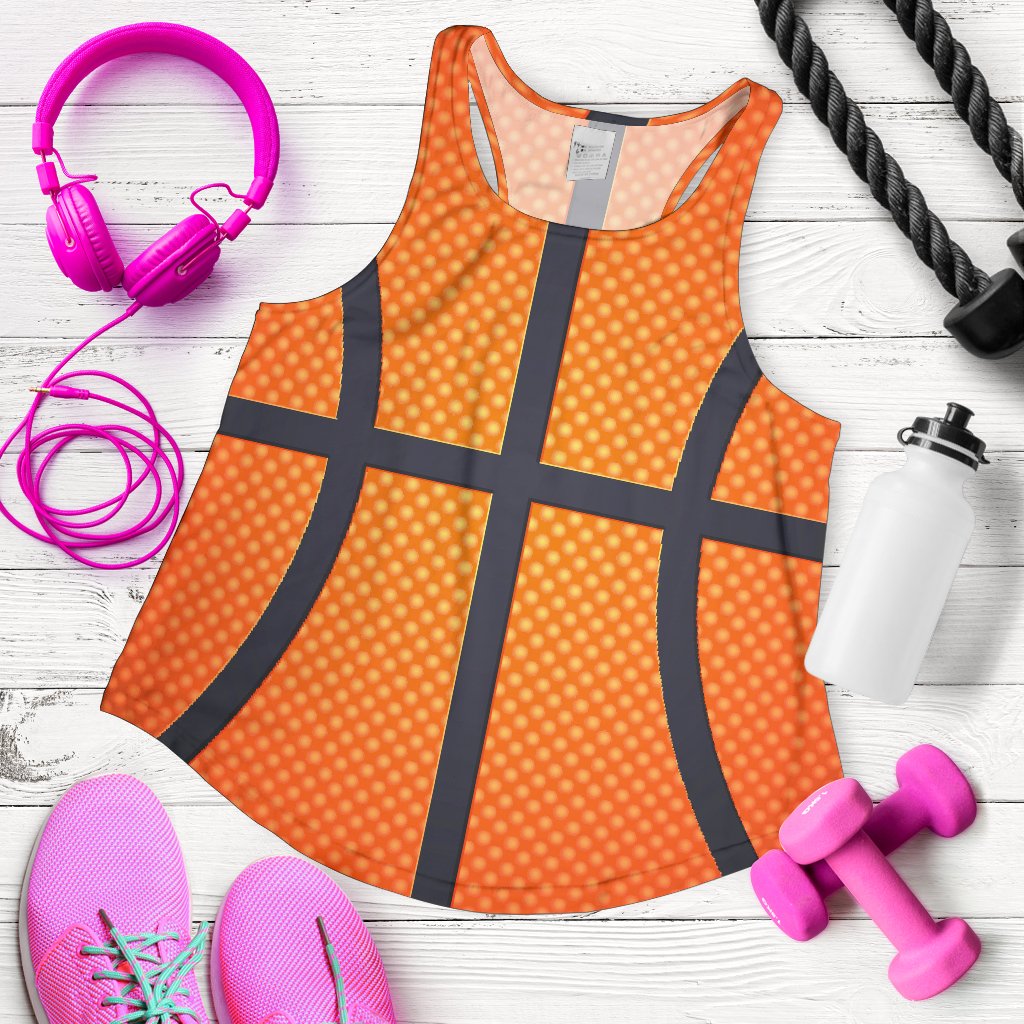 Basketball Texture Print Pattern Women Racerback Tank Top