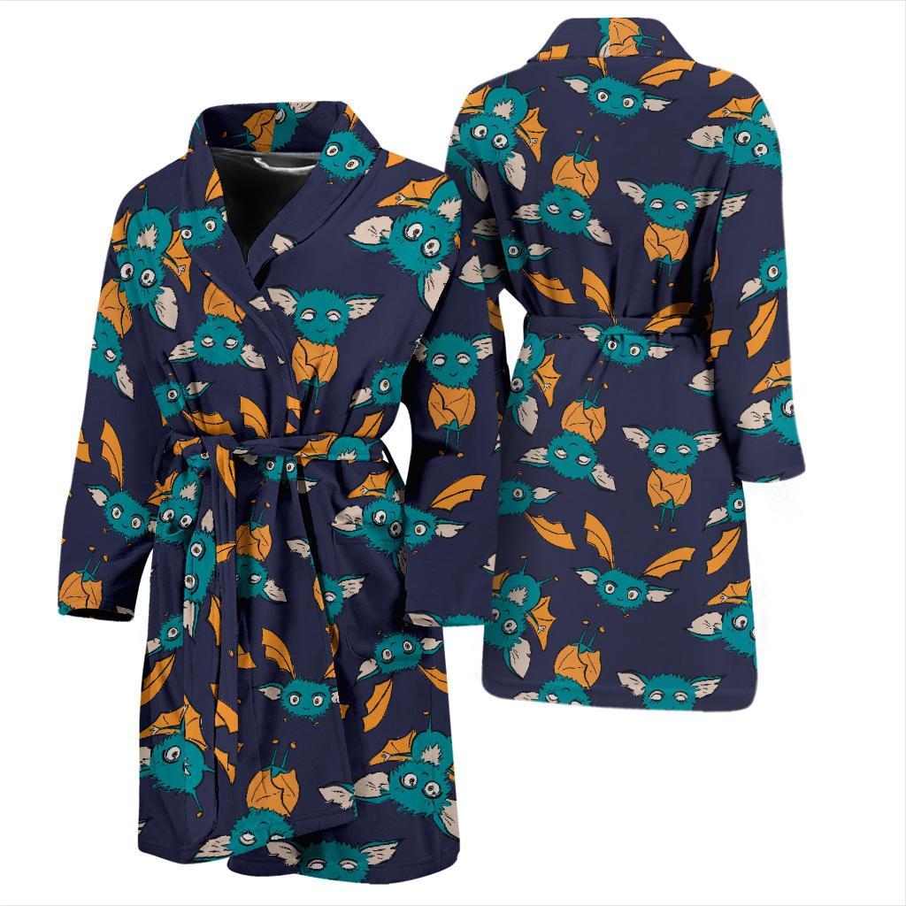 Bat Pattern Print Design 07 Men Bathrobe-JORJUNE.COM