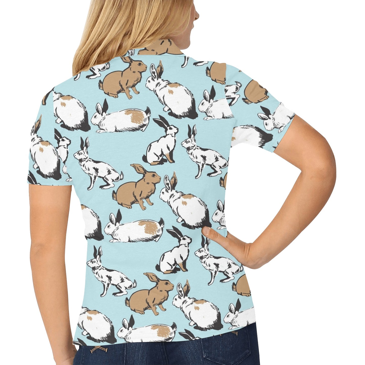 Rabbit Pattern Print Design RB018 Women's Polo Shirt