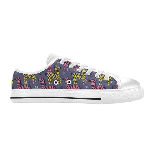 Zebra Print Design LKS303 Women's White Low Top Shoes