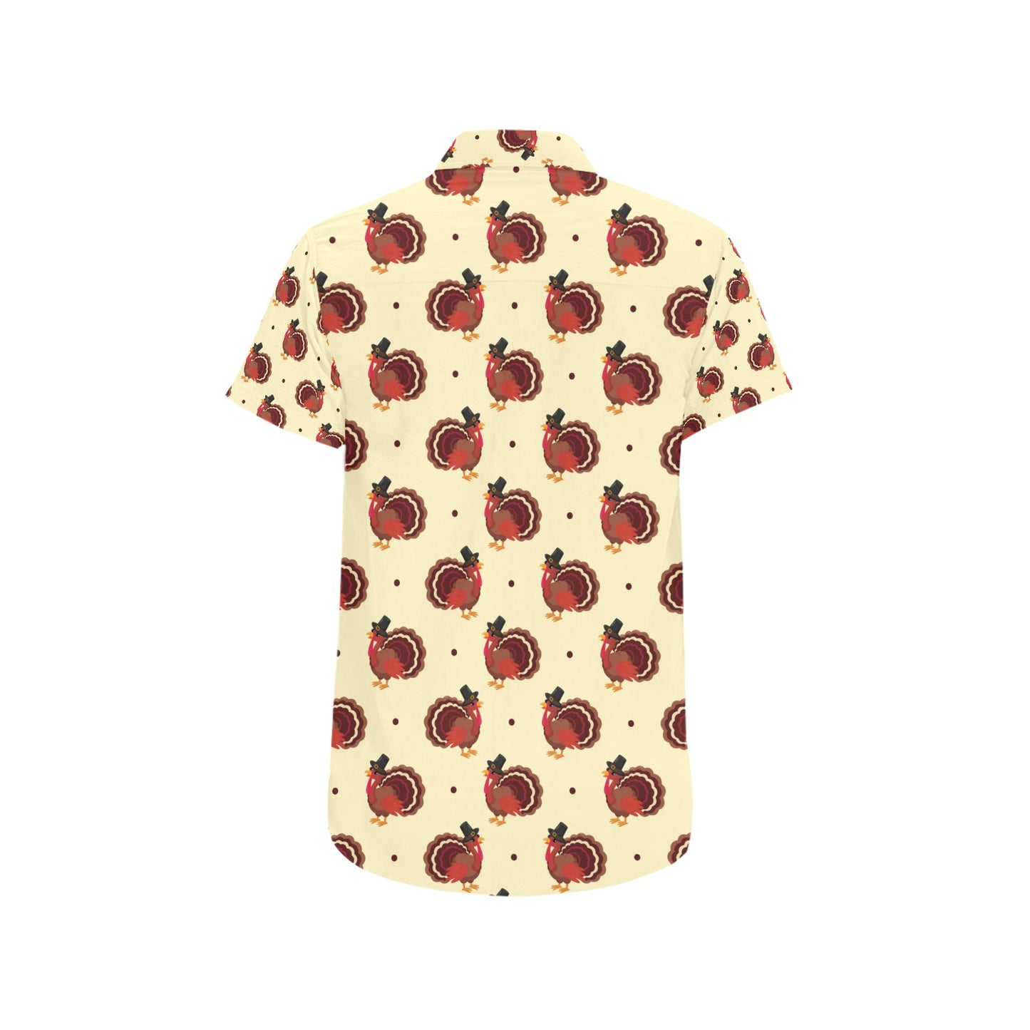 Thanksgiving Print Design LKS3010 Men Short Sleeve Button Up Shirt