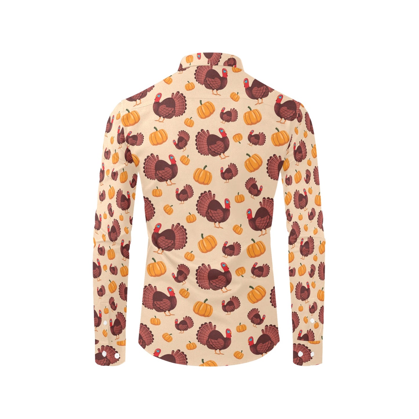 Thanksgiving Print Design LKS308 Men's Long Sleeve Dress Shirt