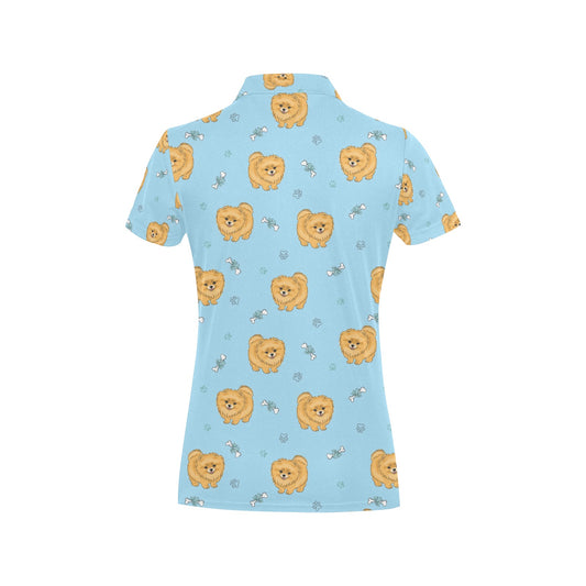 Pomeranians Pattern Print Design A03 Women's Polo Shirt