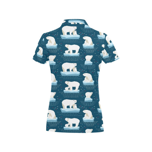 Polar Bear Pattern Print Design PB02 Women's Polo Shirt