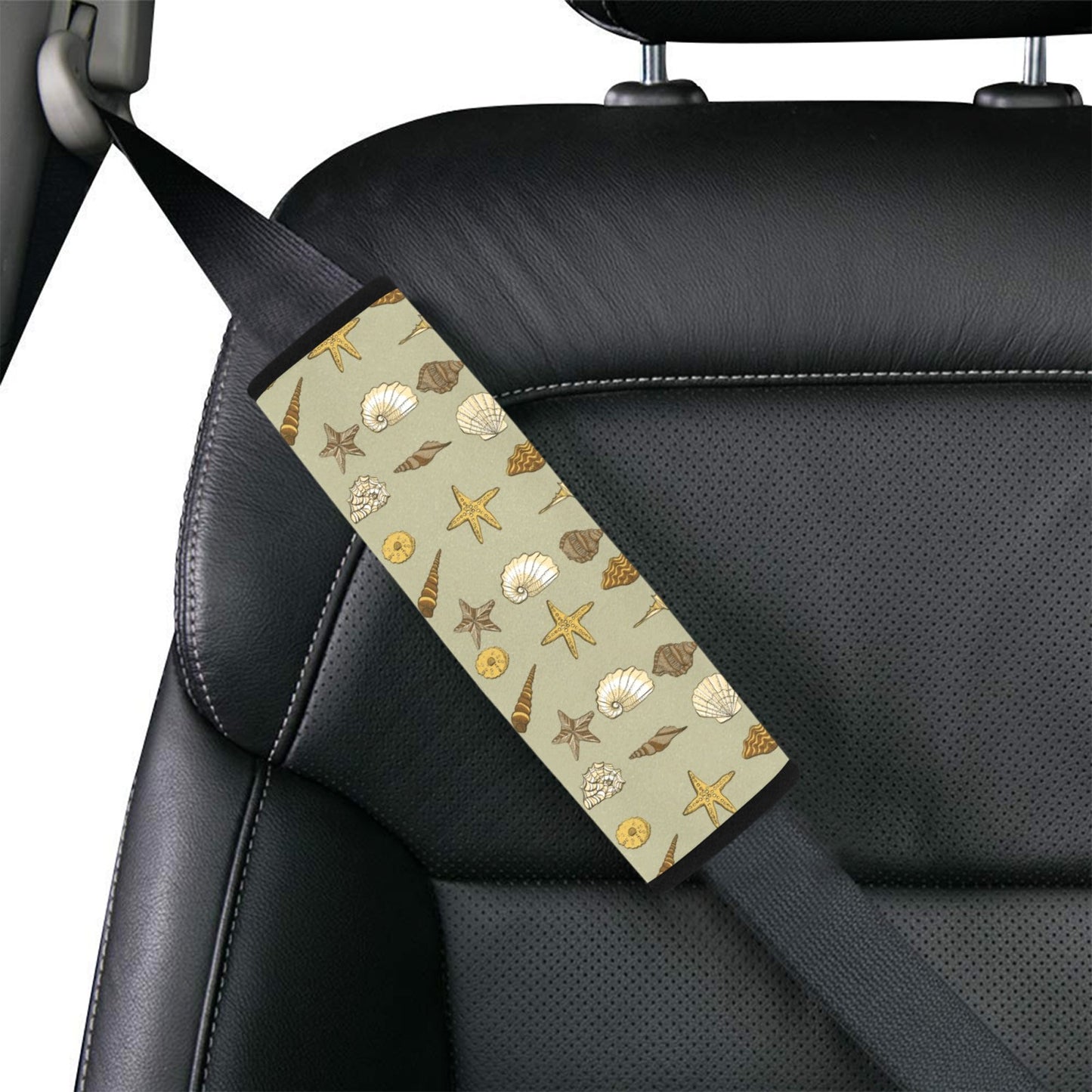 Seashell Beach Print Design LKS303 Car Seat Belt Cover