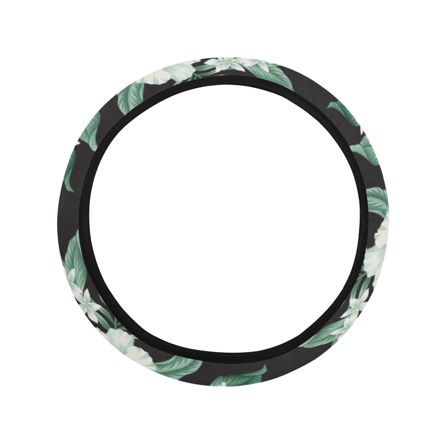 Tropical Flower Print Design LKS303 Steering Wheel Cover with Elastic Edge