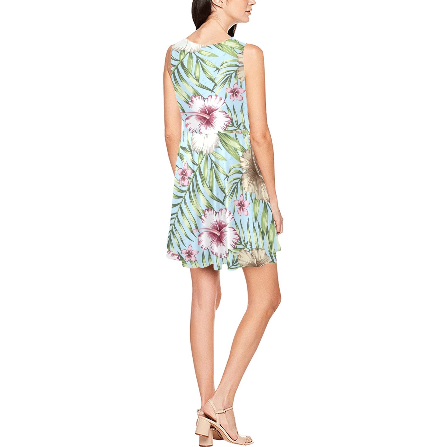 Tropical Flower Pattern Print Design TF05 Sleeveless Dress
