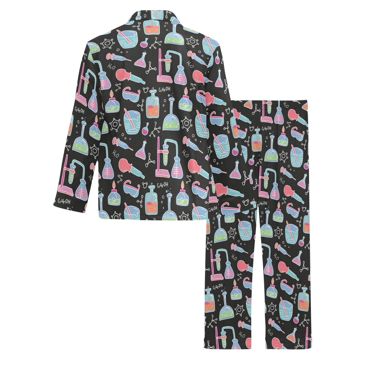 Chemical Pattern Print Design 06 Men's Long Pajama Set