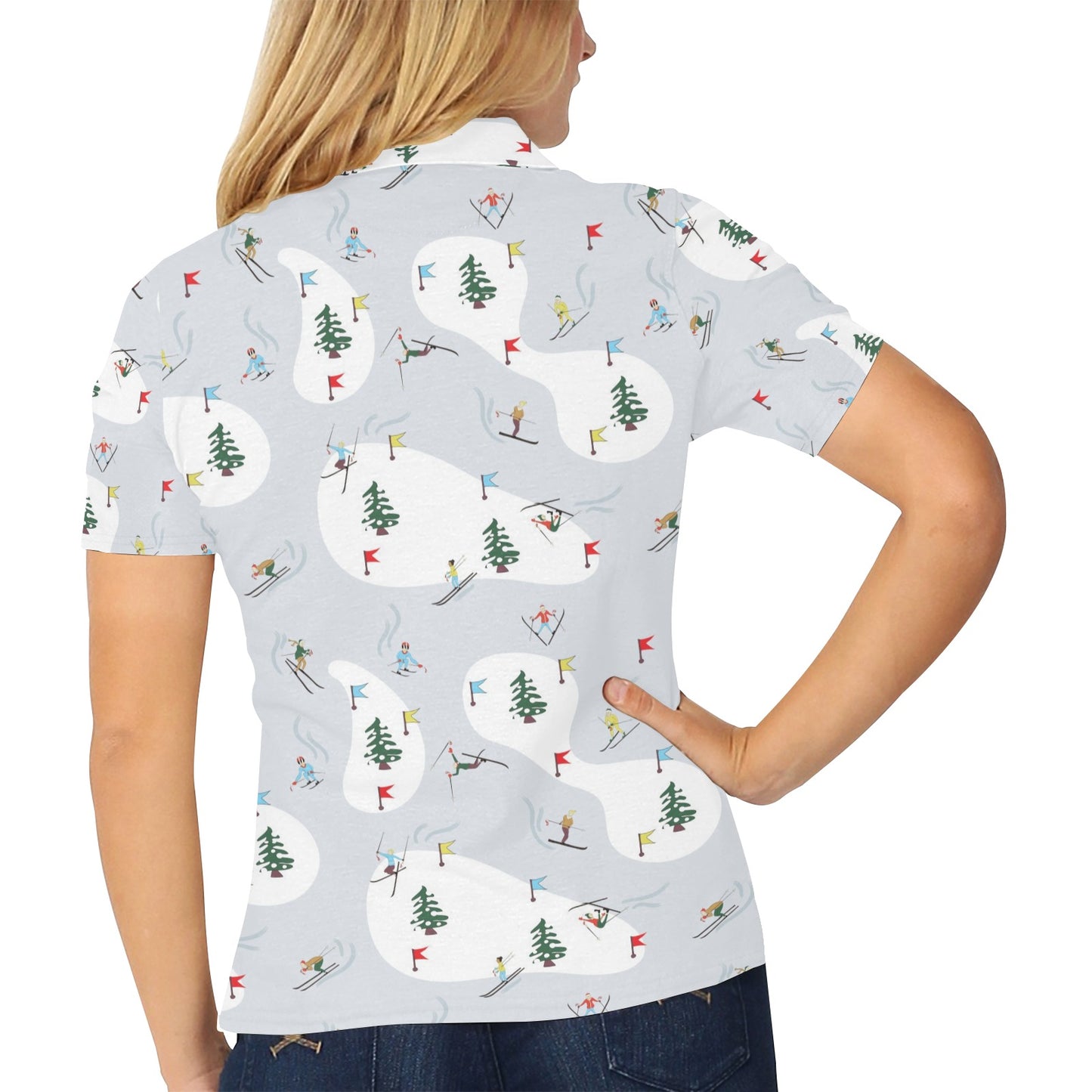 Ski Print Design LKS305 Women's Polo Shirt