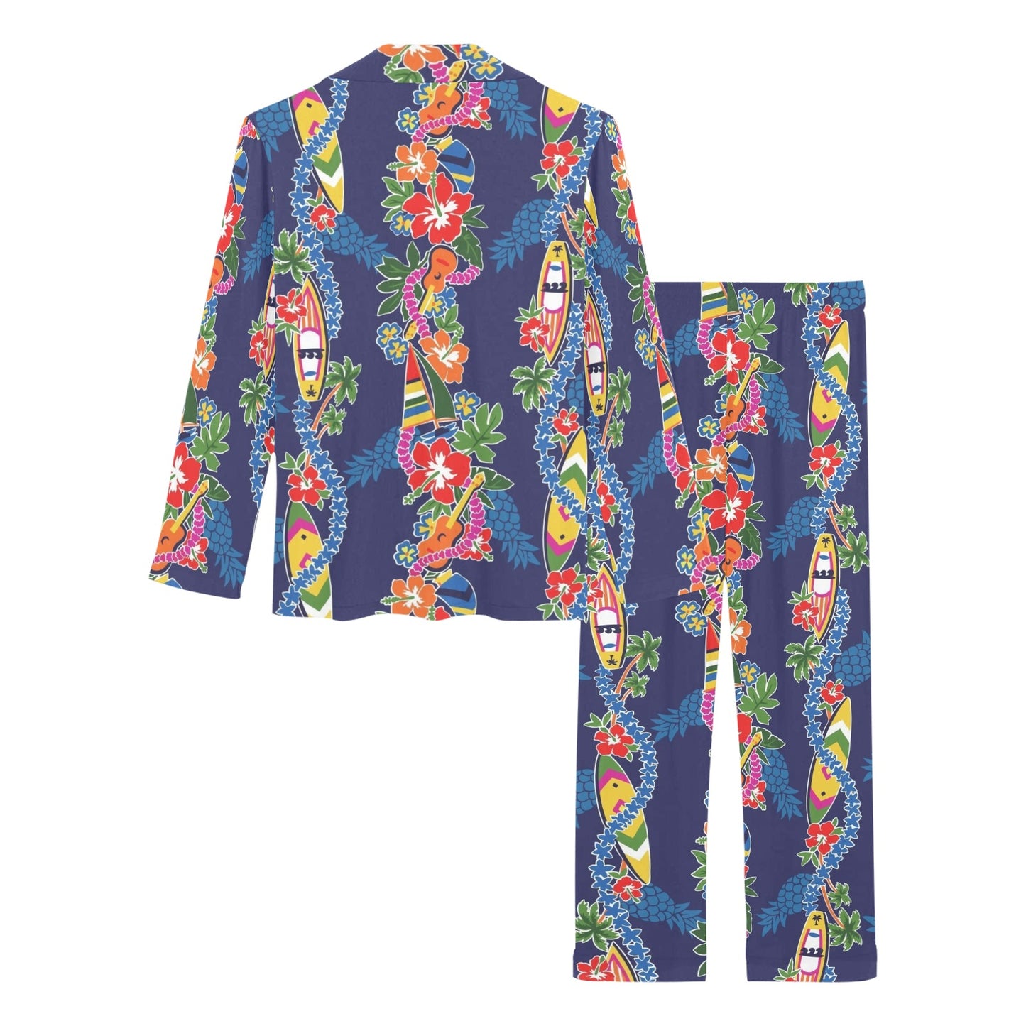 Hawaiian Themed Pattern Print Design H04 Women's Long Pajama Set