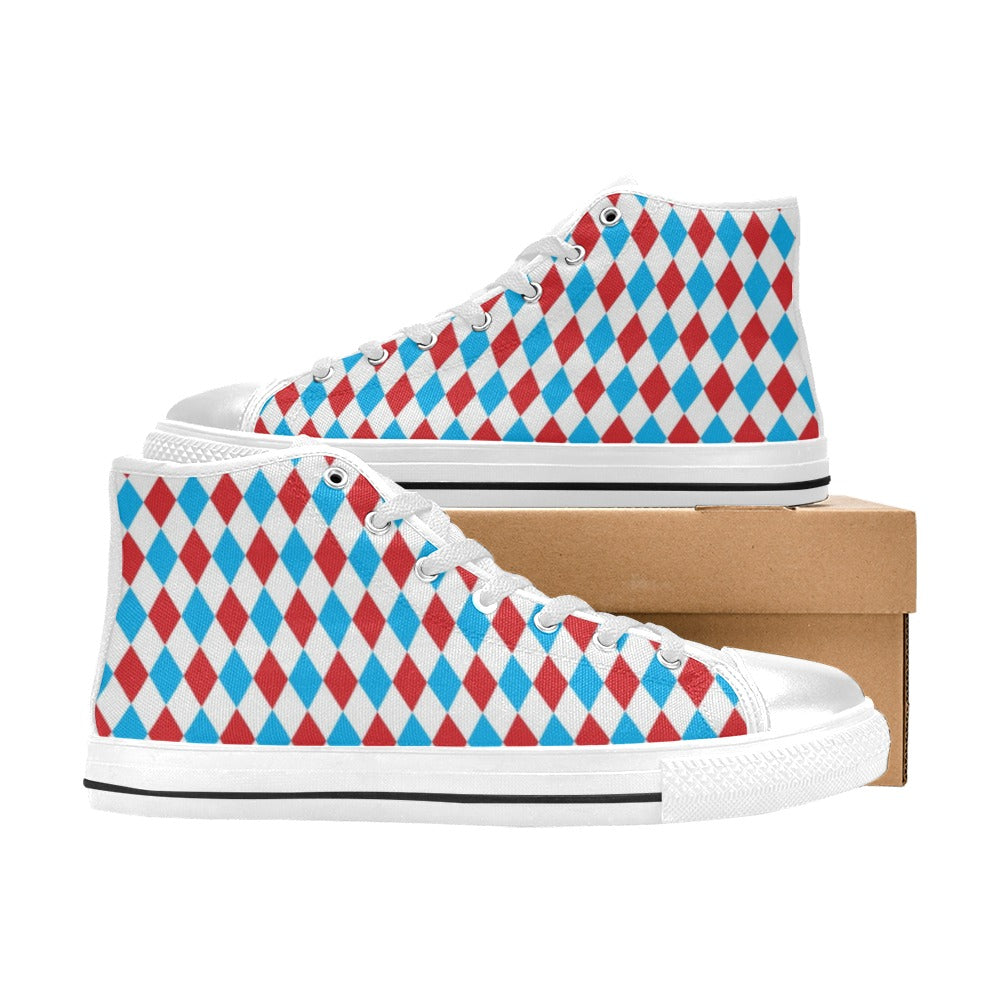 Harlequin Print Design LKS402 Men's High Top Canvas Shoes