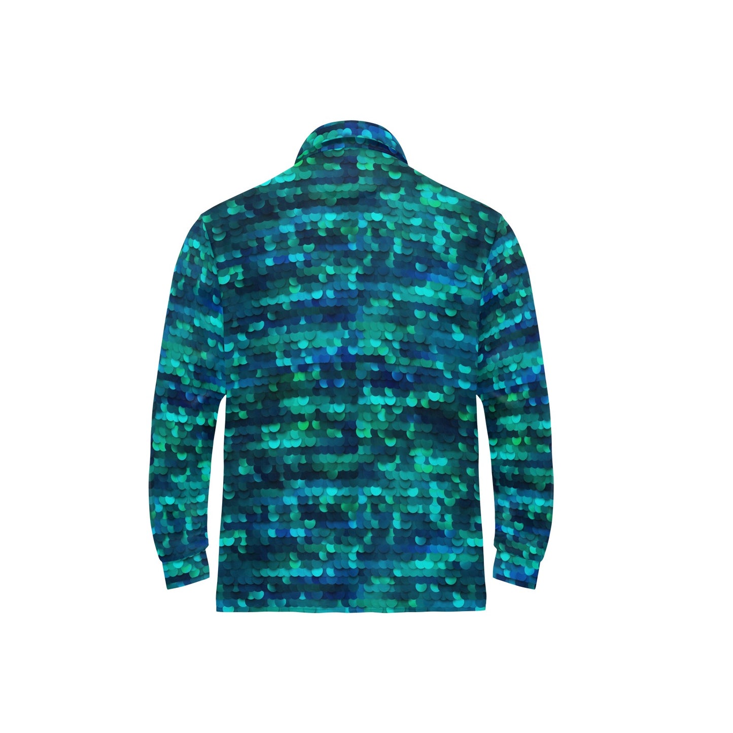 Mermaid Scales Pattern Print Design 06 Long Sleeve Polo Shirt For Men's