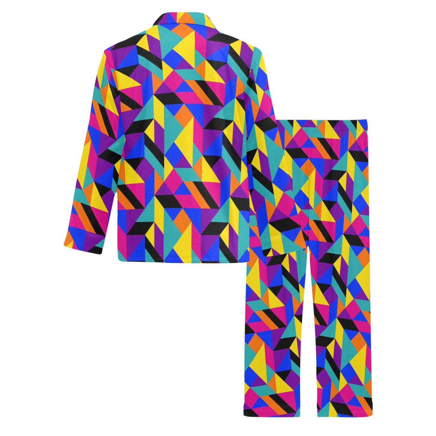 90s Colorful Pattern Print Design 1 Men's Long Pajama Set