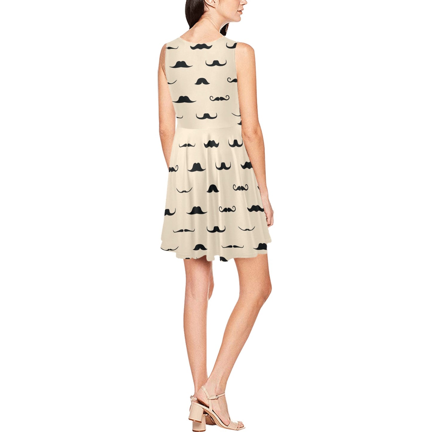 Mustache Pattern Print Design A03 Sleeveless Dress