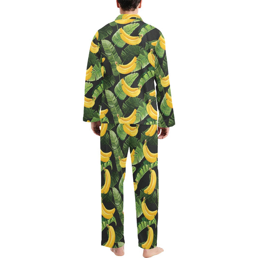 Banana Pattern Print Design BA01 Men's Long Pajama Set