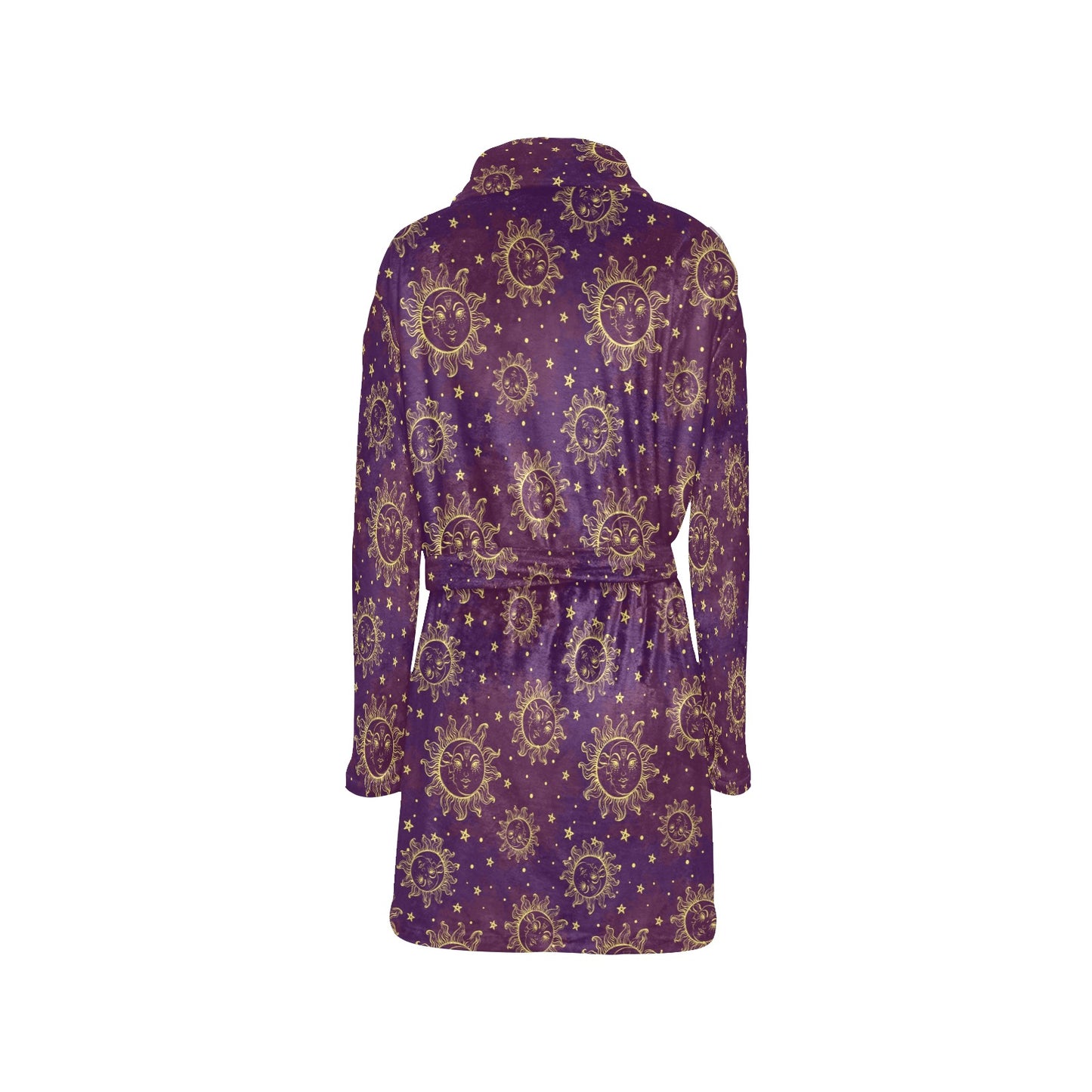 Sun Moon Star Design Themed Print Women's Fleece Robe