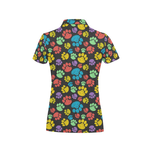 Paw Colorful Print Women's Polo Shirt