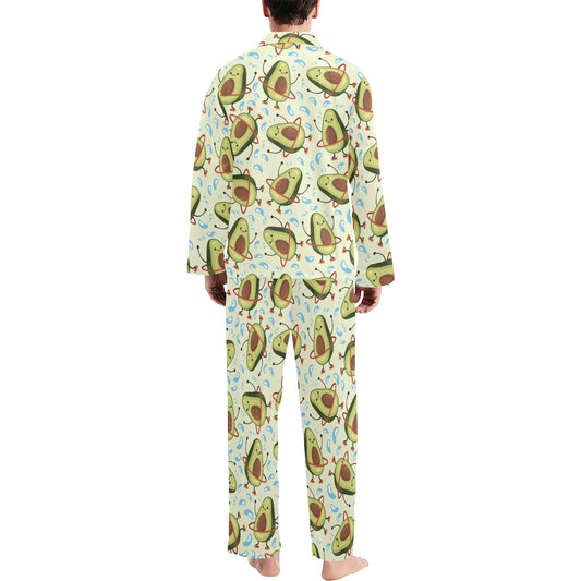 Avocado Pattern Print Design AC02 Men's Long Pajama Set