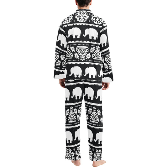 Elephant Pattern Men's Long Pajama Set