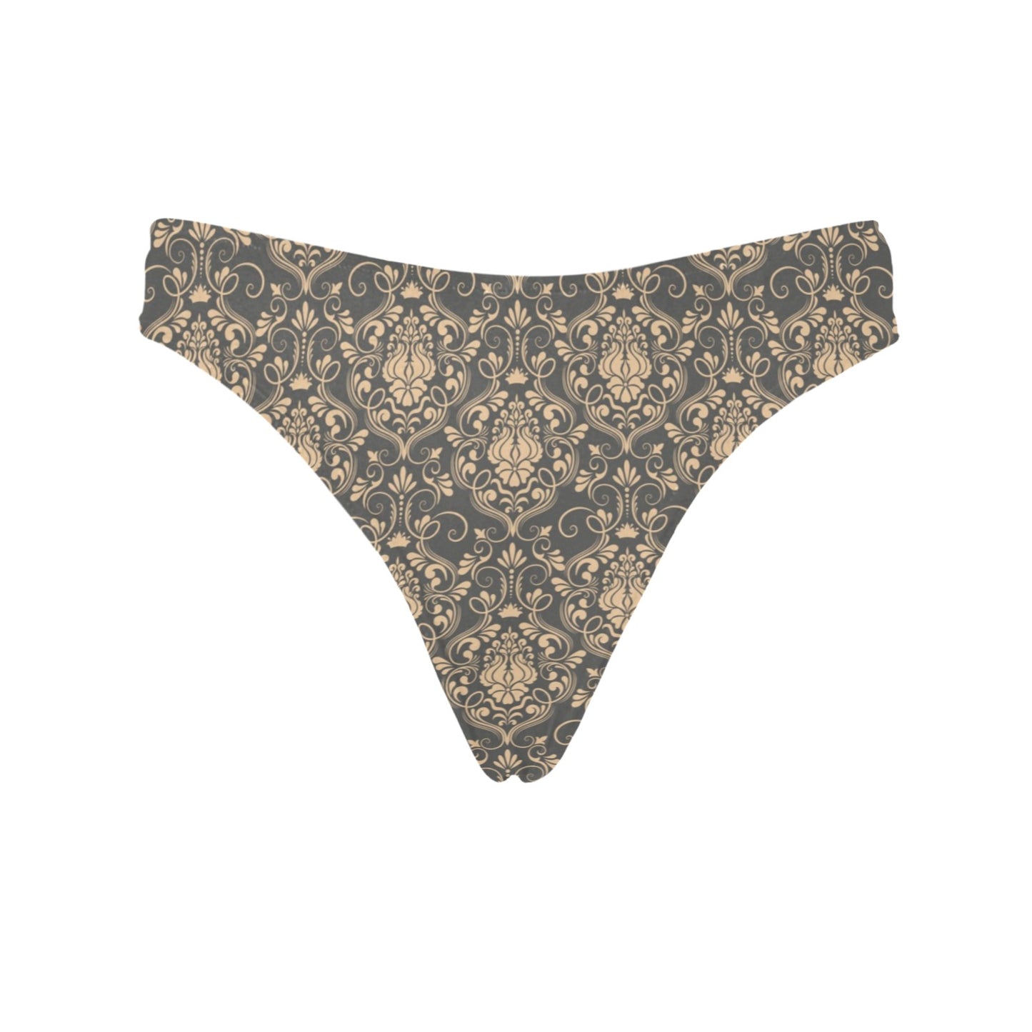 Damask Elegant Luxury Print Pattern Women's Thongs