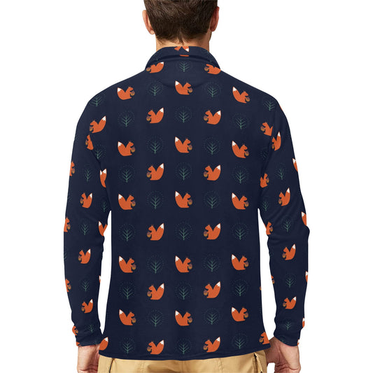 Squirrel Print Design LKS303 Long Sleeve Polo Shirt For Men's