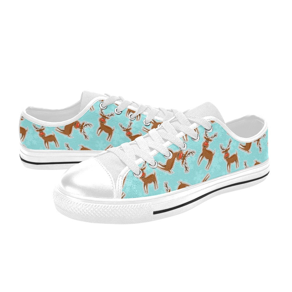 Reindeer Print Design LKS403 Women's White Low Top Shoes