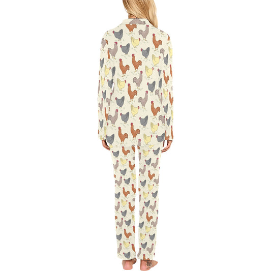 Chicken Pattern Print Design 05 Women's Long Pajama Set