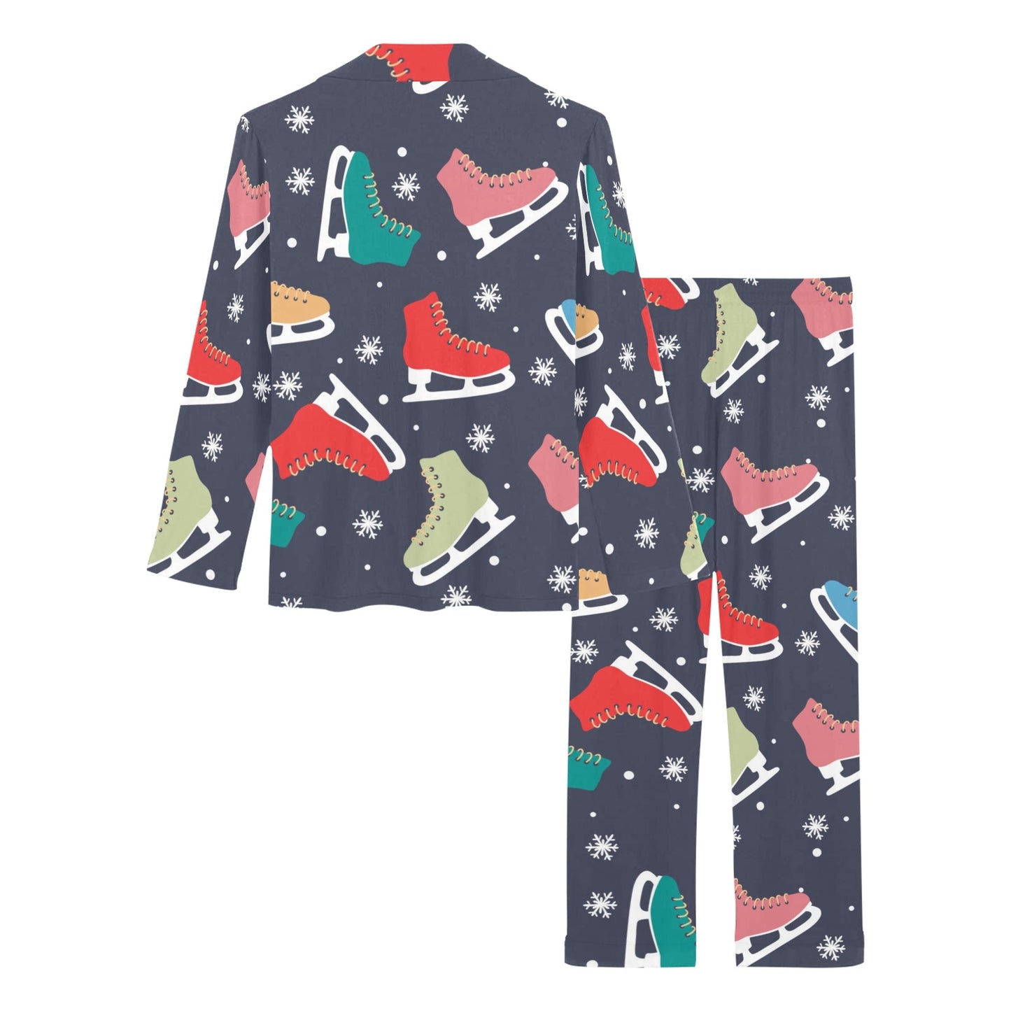 Ice Skate Pattern Print Design 04 Women's Long Pajama Set