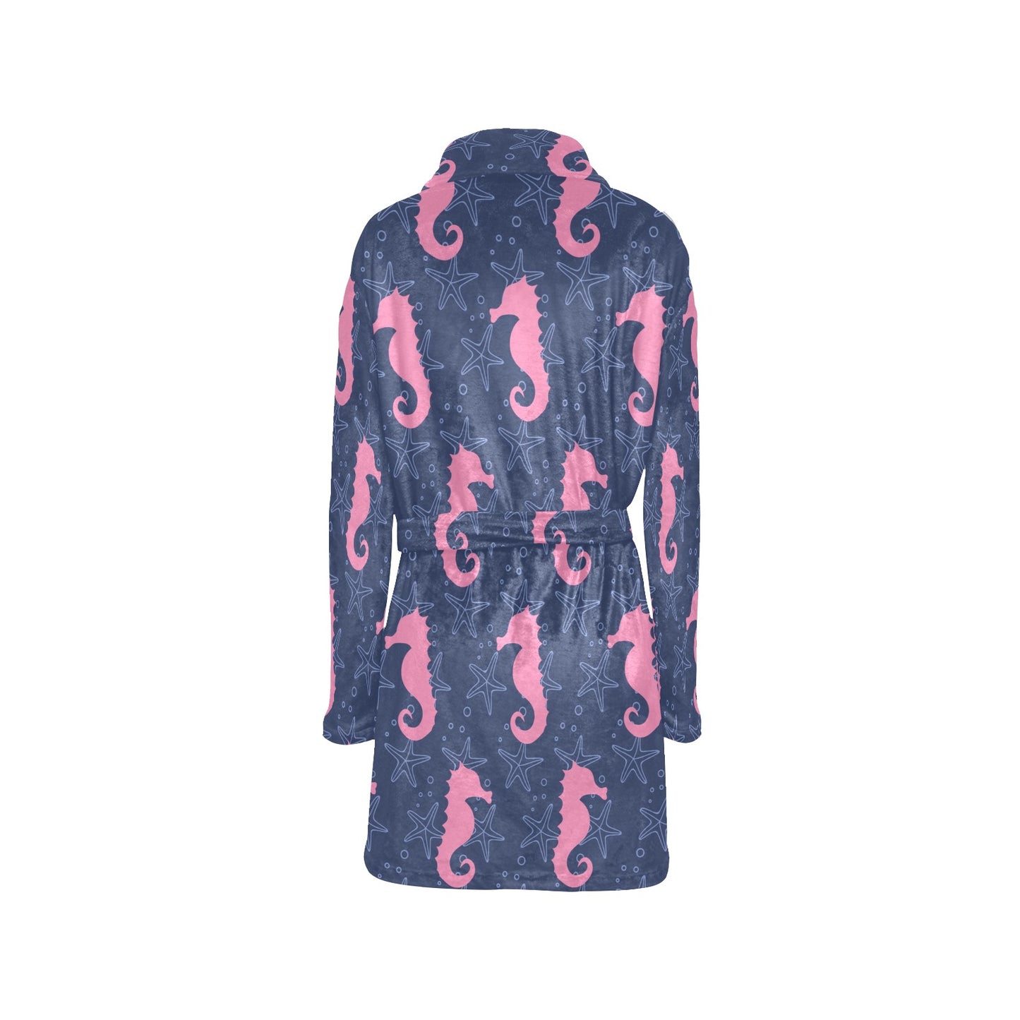 SeaHorse Pink Pattern Print Design 02 Women's Fleece Robe