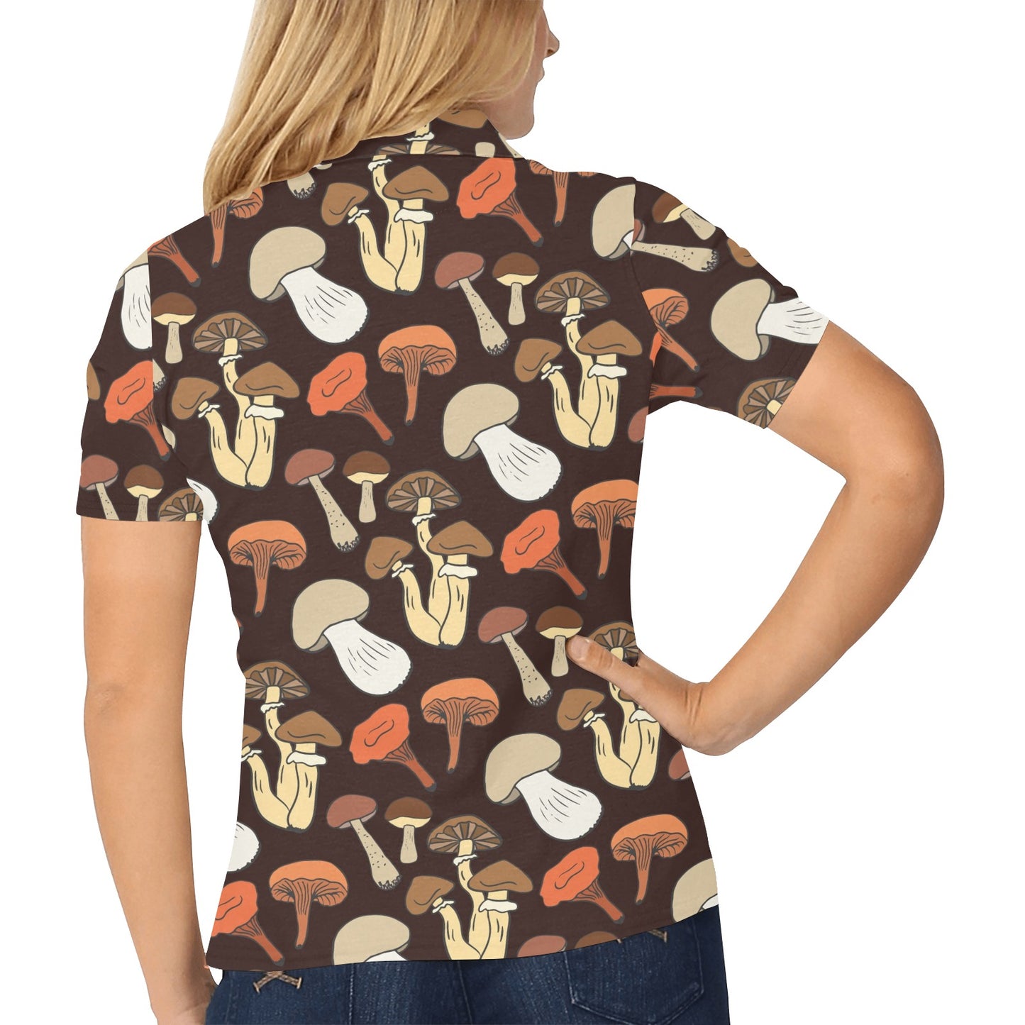 Mushroom Pattern Print Design A05 Women's Polo Shirt