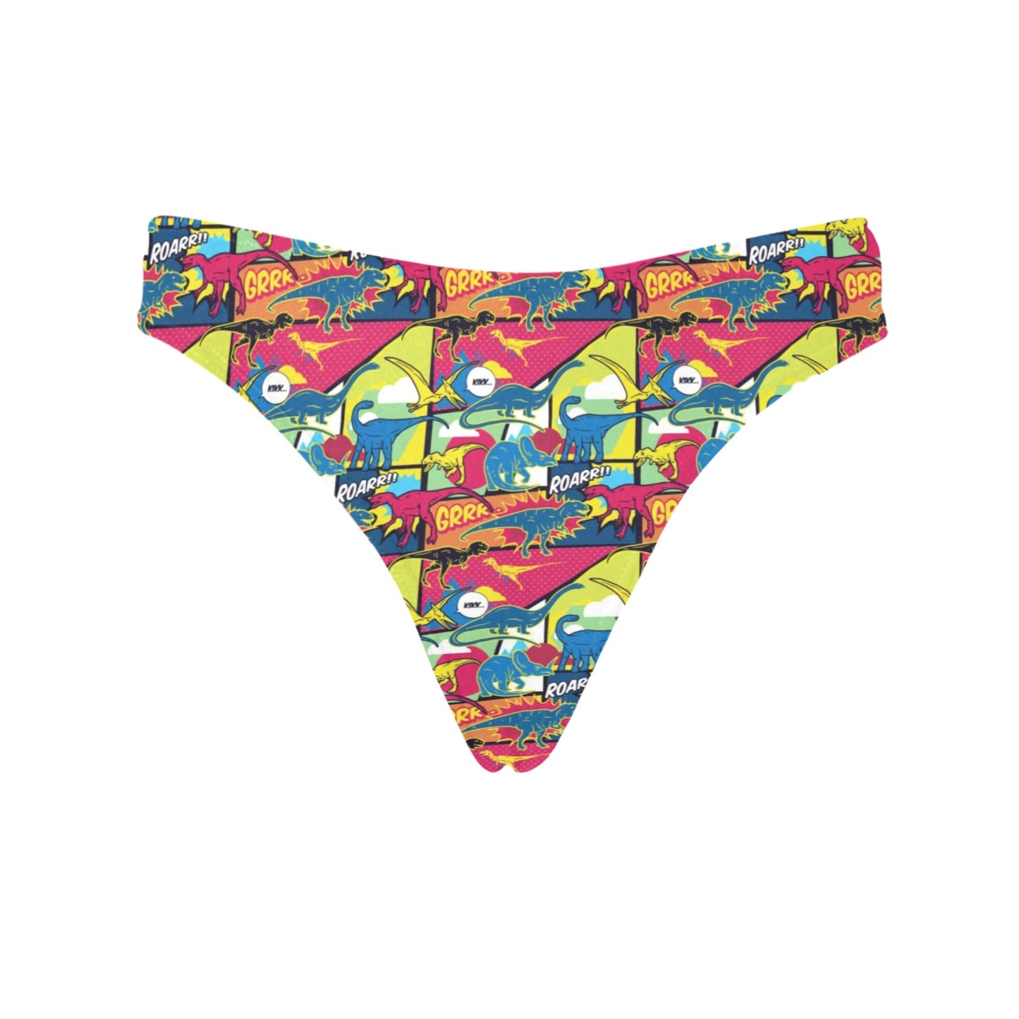 Dinosaur Comic Pop Art Style Women's Thongs