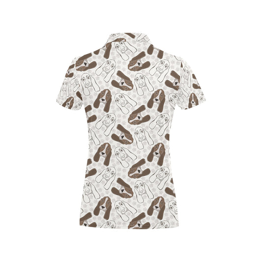Basset Hound Pattern Print Design 01 Women's Polo Shirt