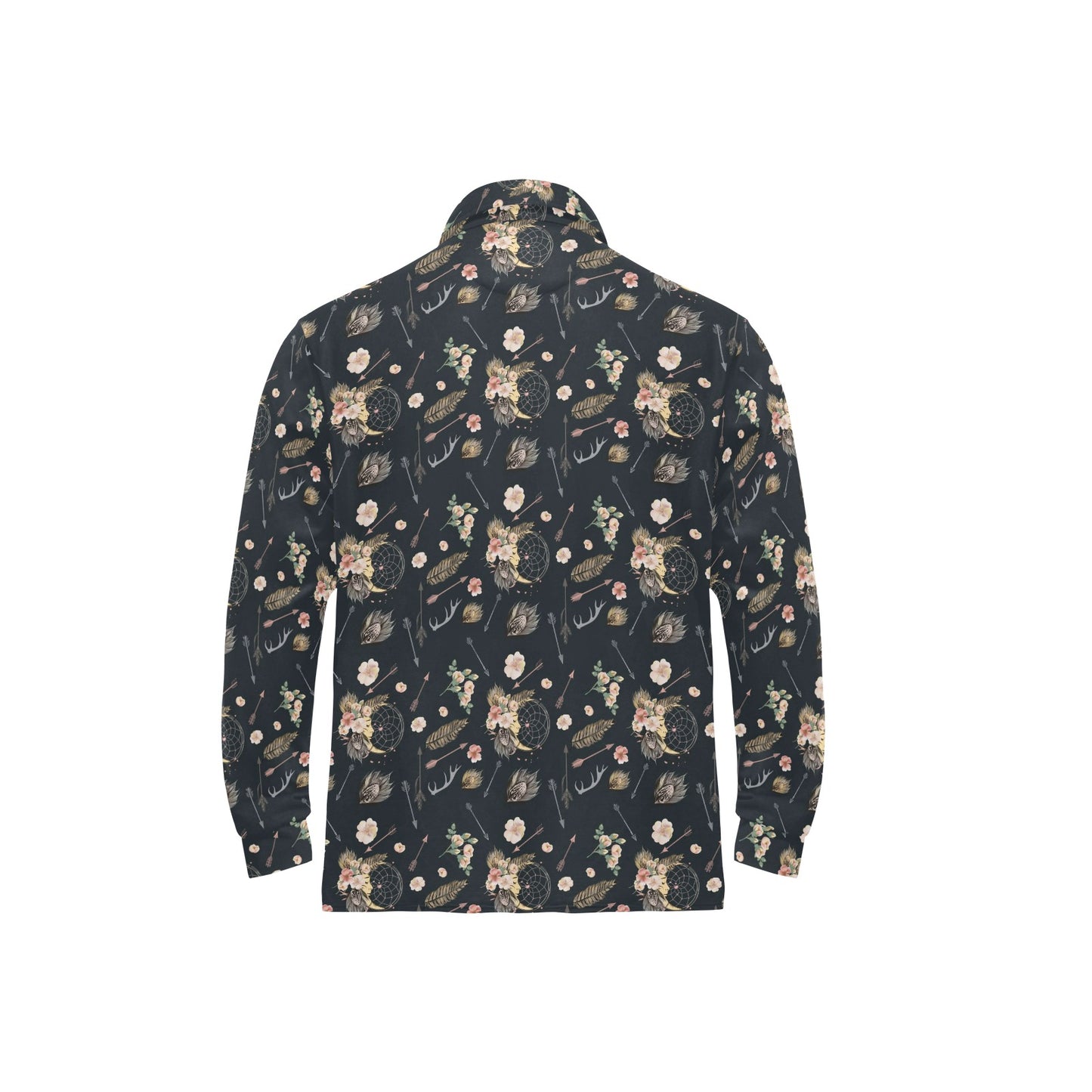 Bohemian Pattern Print Design 09 Long Sleeve Polo Shirt For Men's