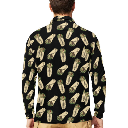 Burrito Print Design LKS303 Long Sleeve Polo Shirt For Men's