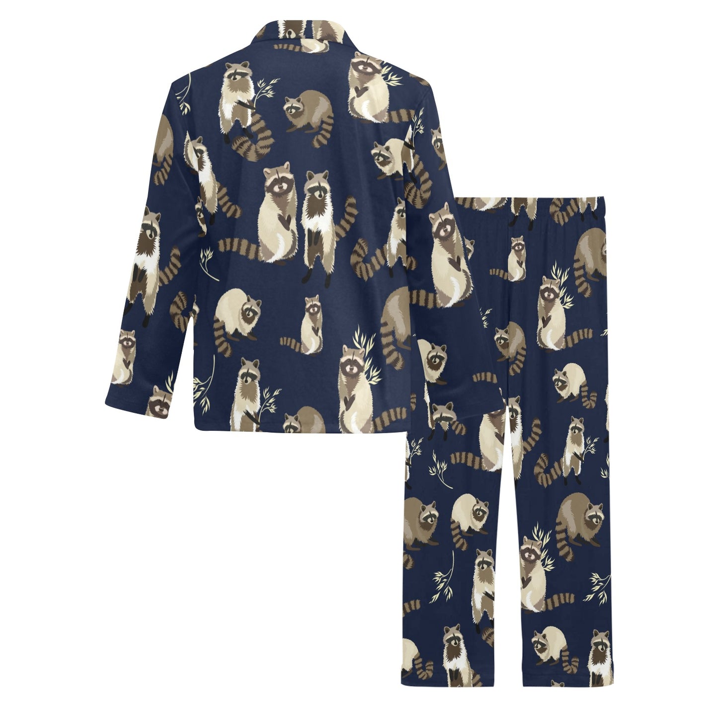 Raccoon Pattern Print Design A06 Men's Long Pajama Set