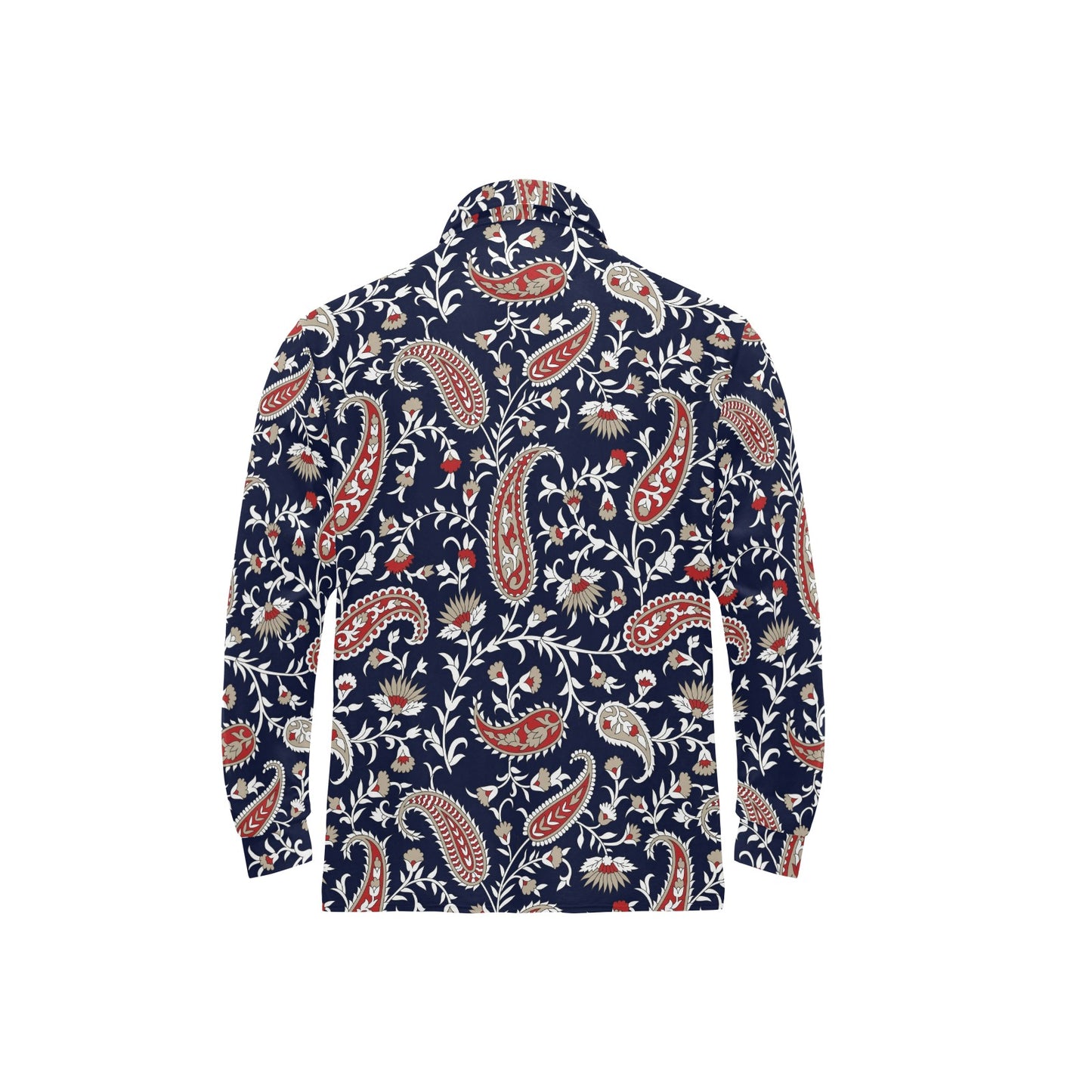 Paisley Pattern Print Design A05 Long Sleeve Polo Shirt For Men's
