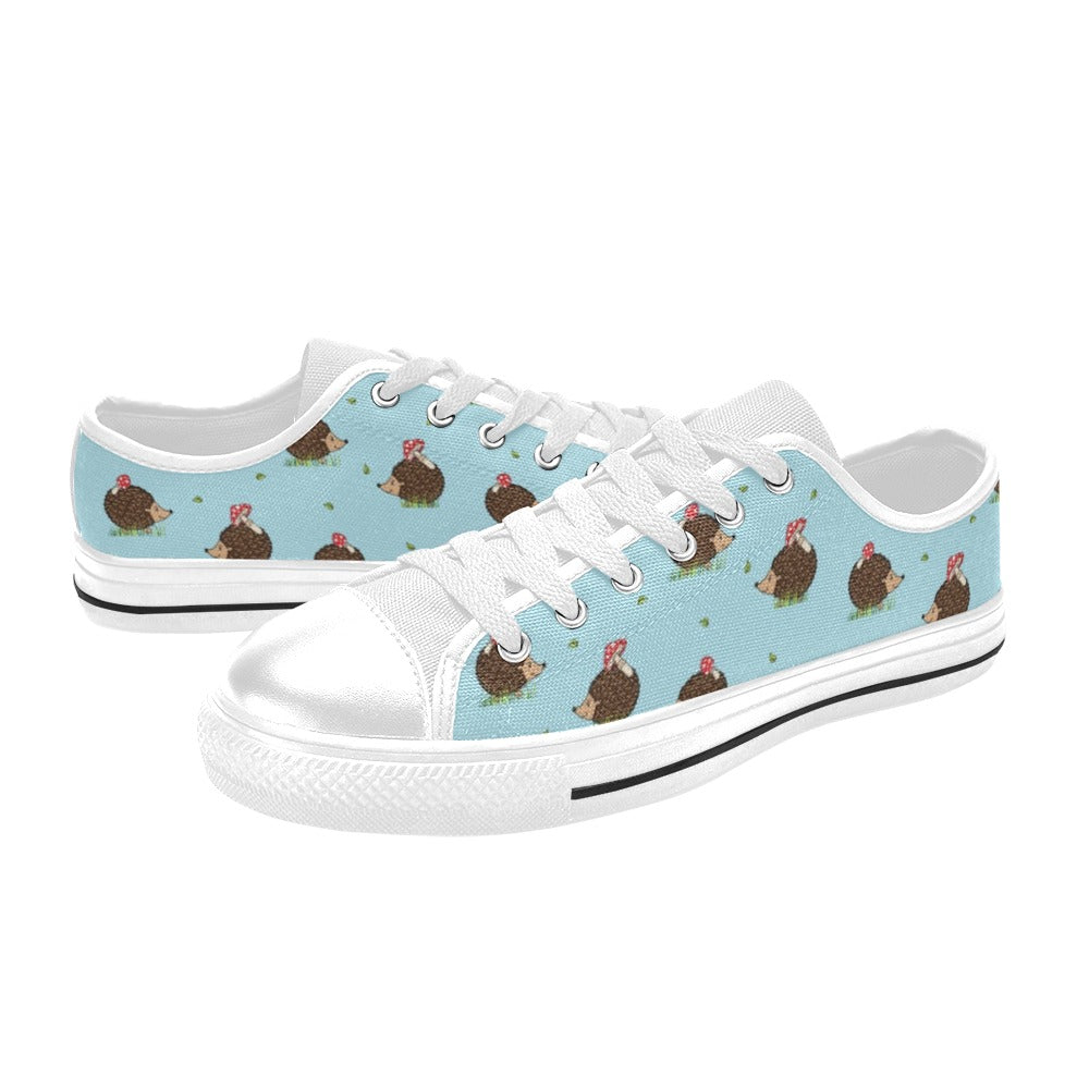 Hedgehog Print Design LKS402 Women's White Low Top Shoes
