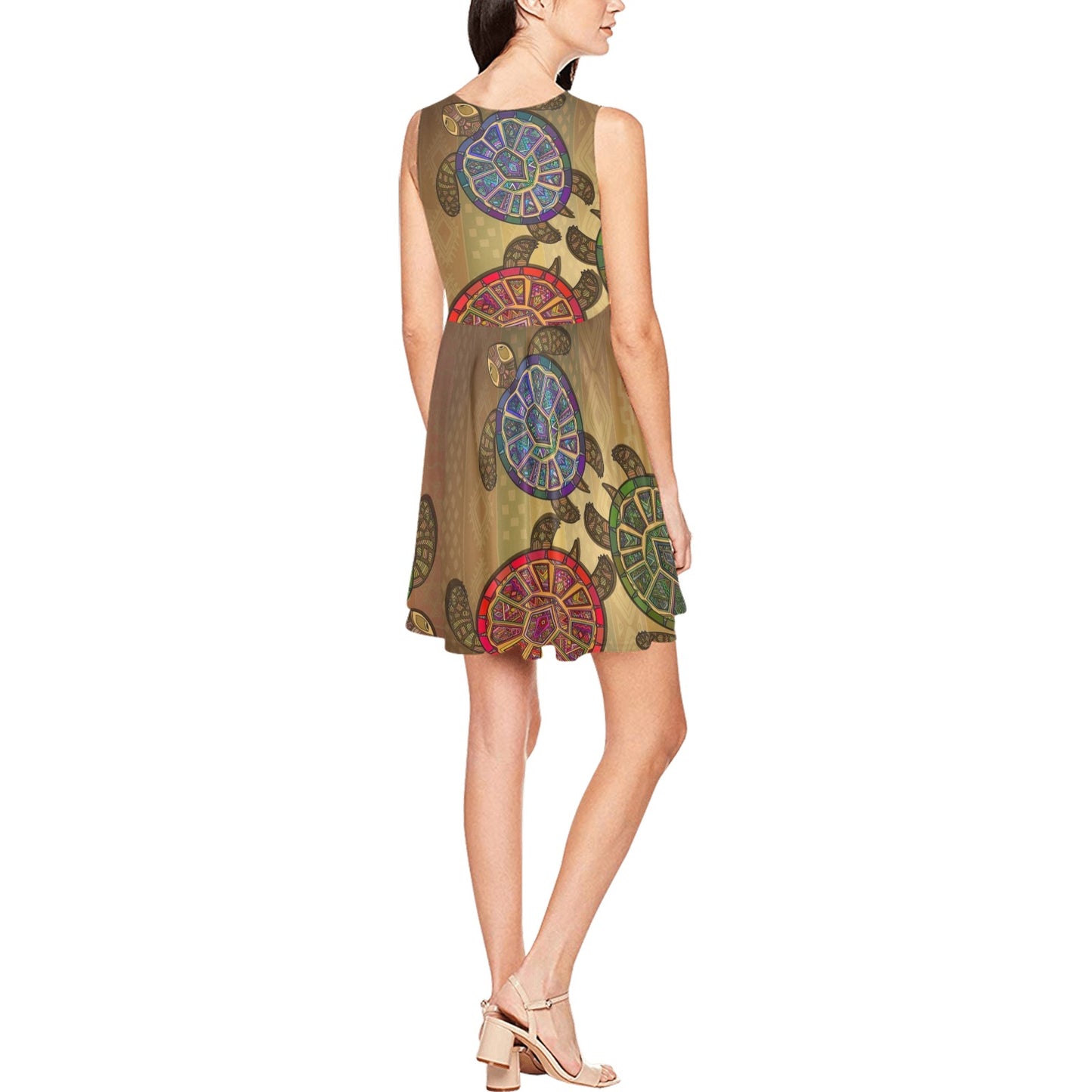 Sea Turtle Tribal Colorful Sleeveless Dress