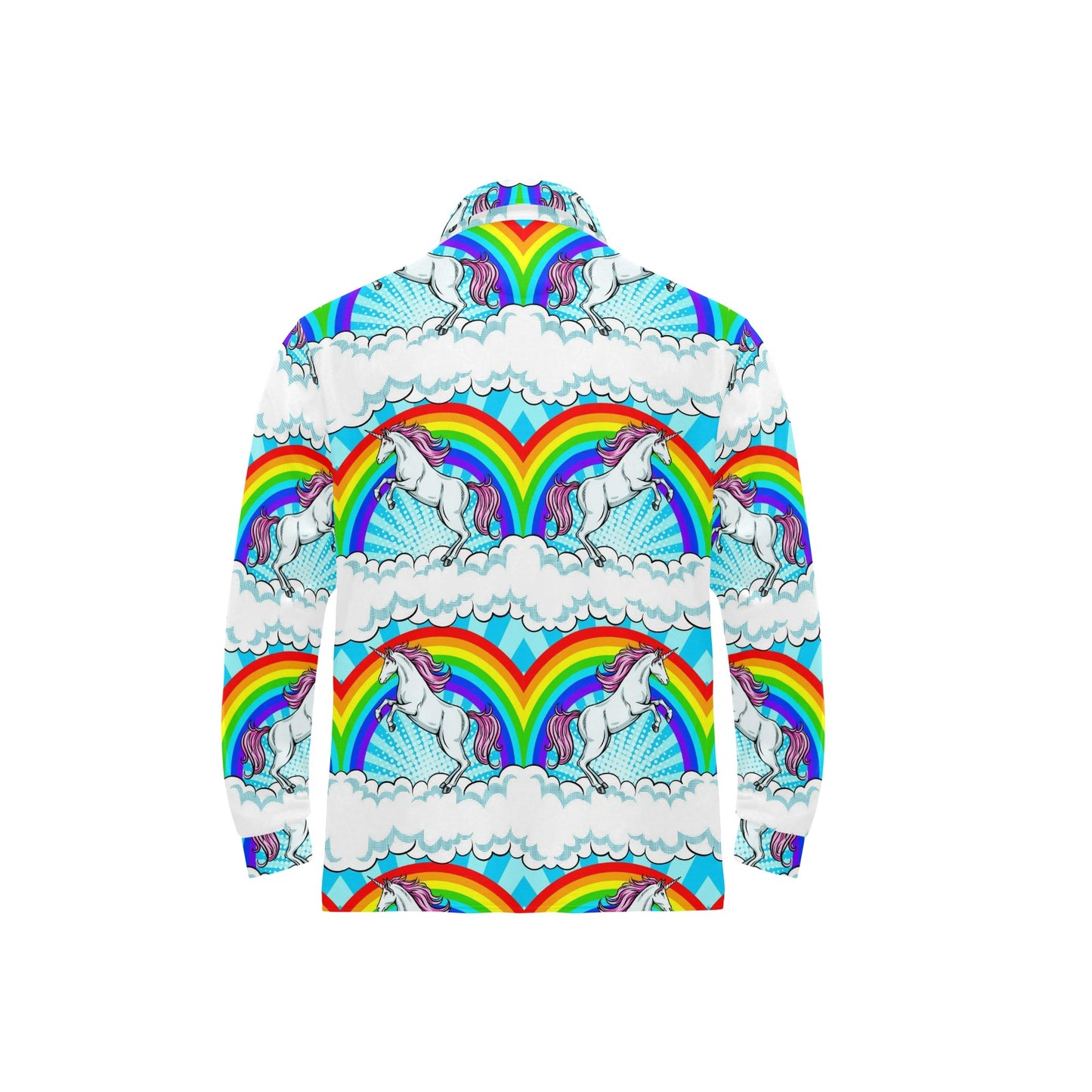 Unicorn Rainbow Long Sleeve Polo Shirt For Men's