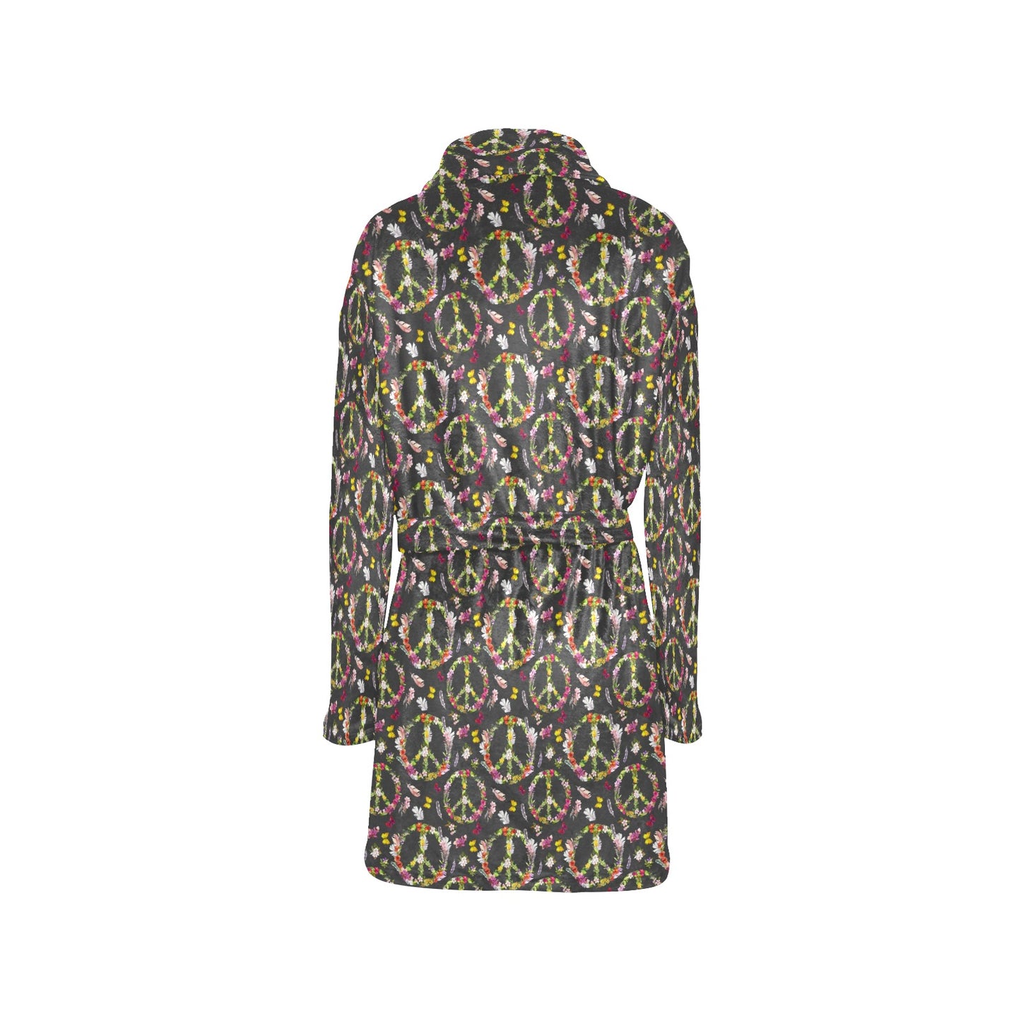 Peace Sign flowers Design Print Women's Fleece Robe