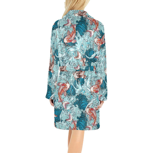KOI Fish Pattern Print Design 05 Women's Fleece Robe