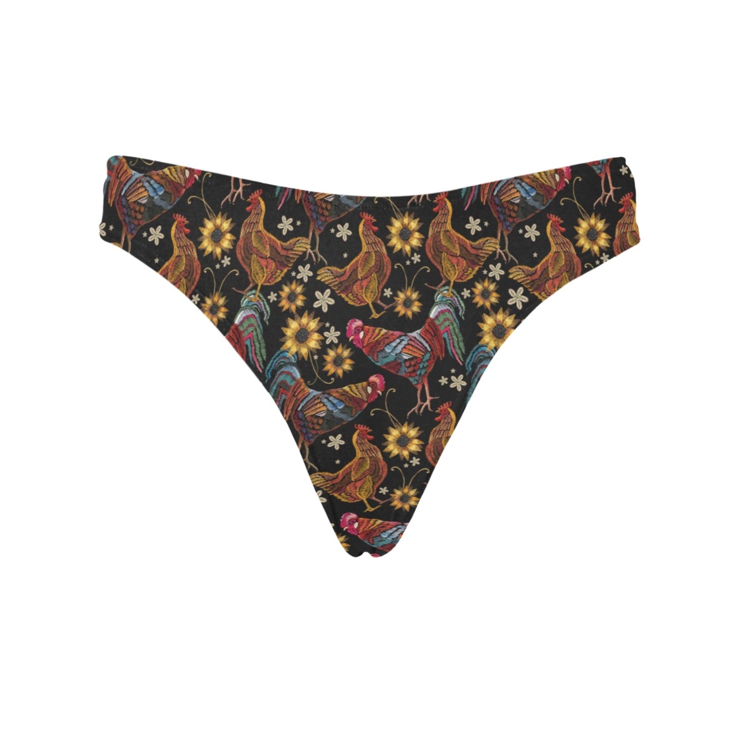 Chicken Embroidery Style Women's Thongs