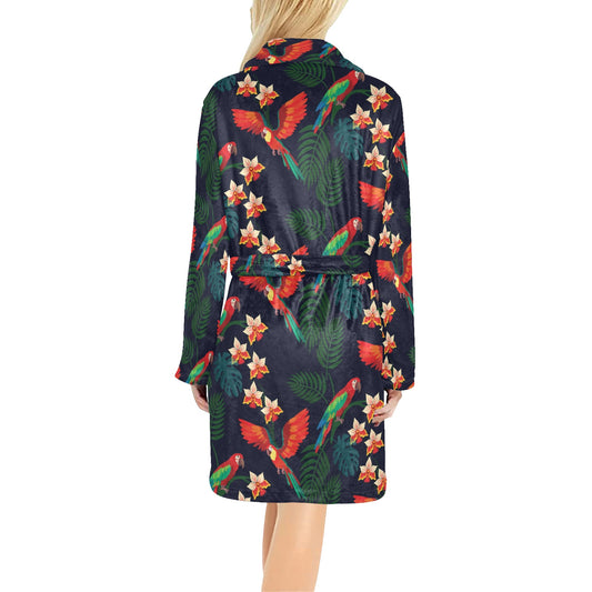 Macaw Pattern Print Design 02 Women's Fleece Robe