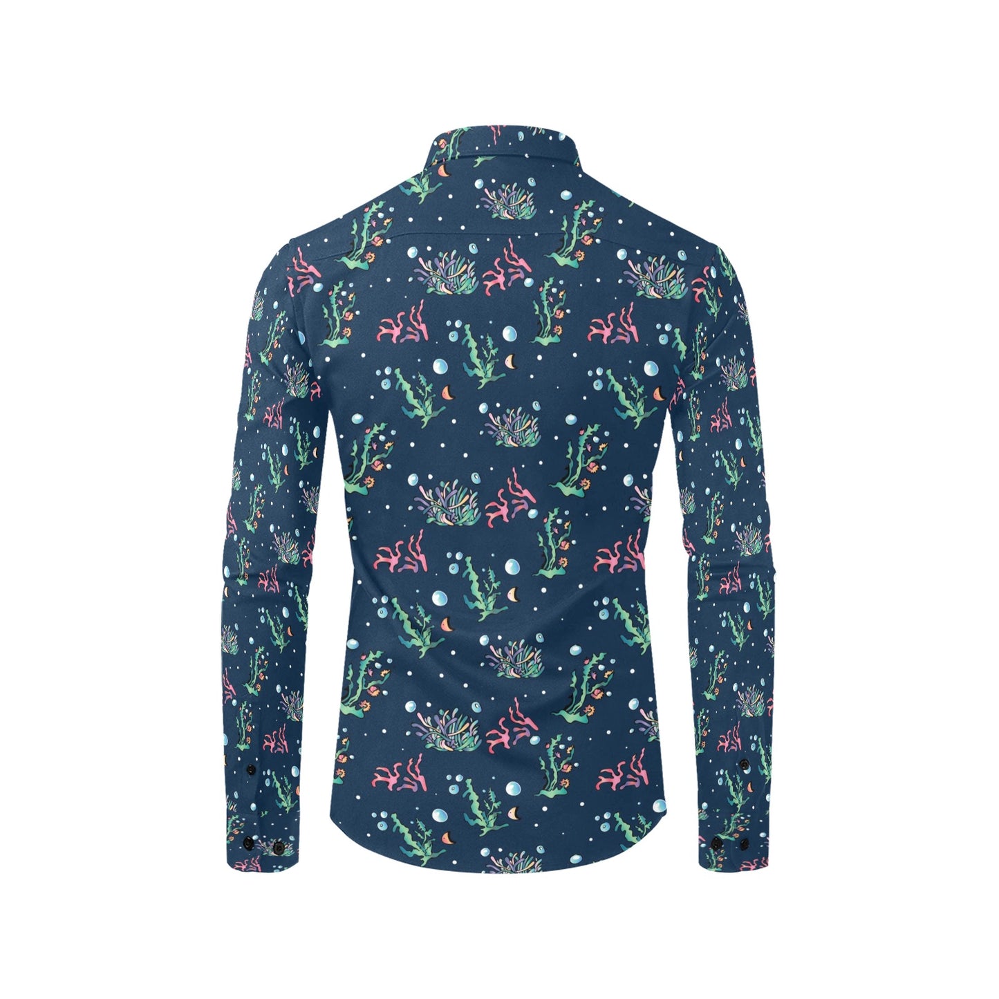Seaweed Print Design LKS306 Men's Long Sleeve Dress Shirt