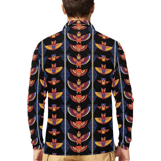 Totem Print Design LKS301 Long Sleeve Polo Shirt For Men's