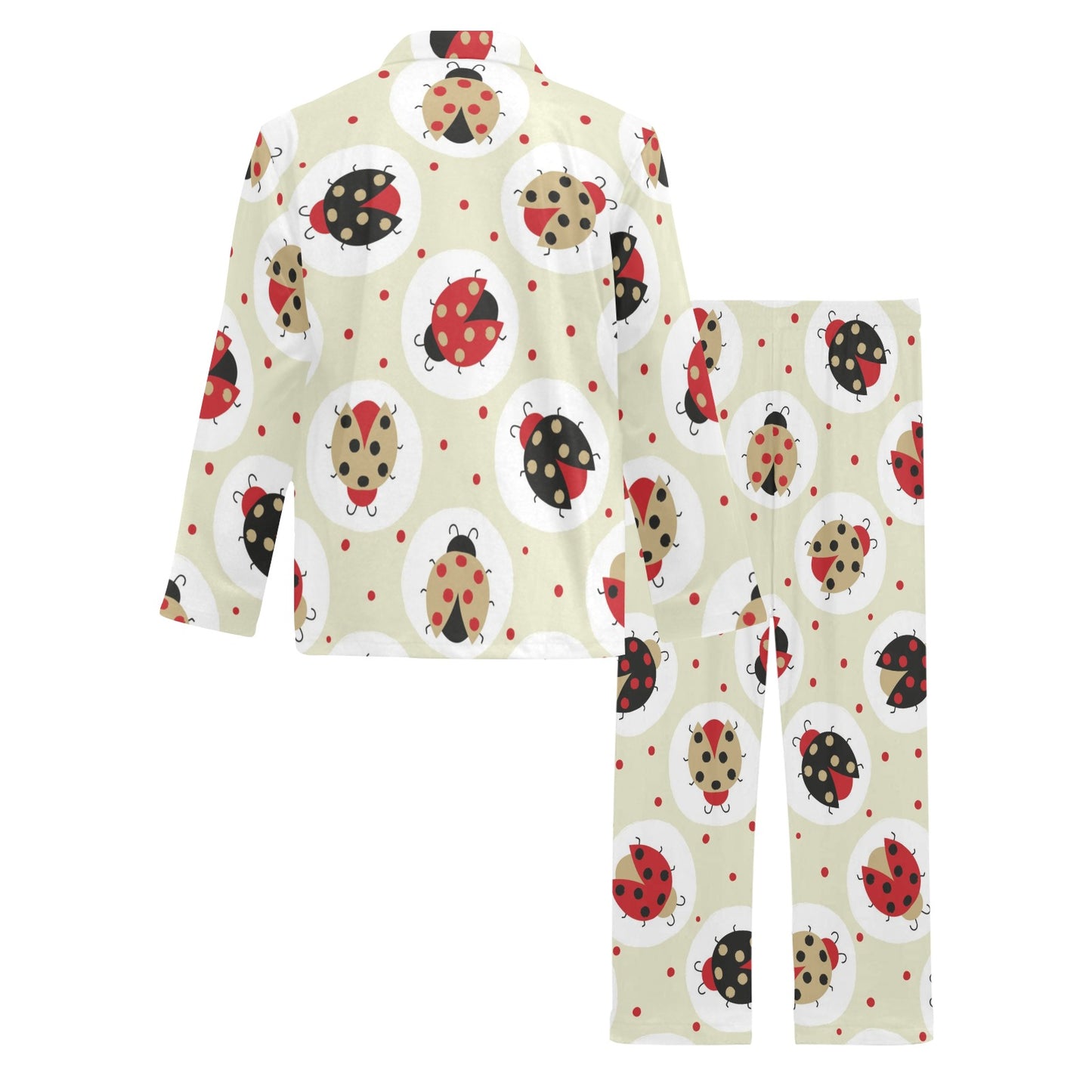 Ladybug Pattern Print Design 03 Men's Long Pajama Set